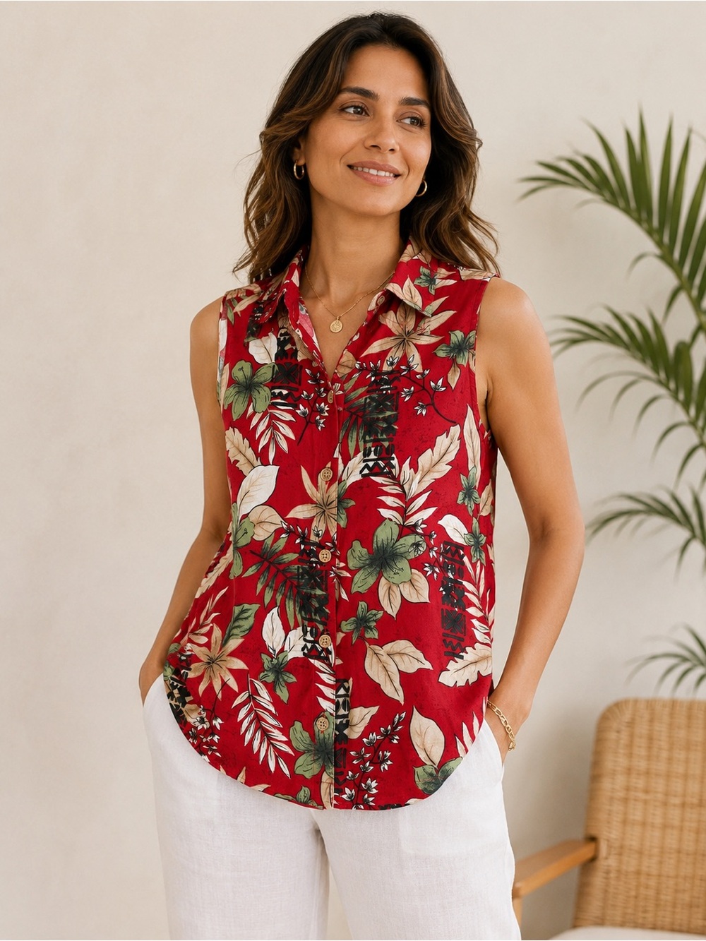 Women's Bahama Beach Sleeveless Button Down